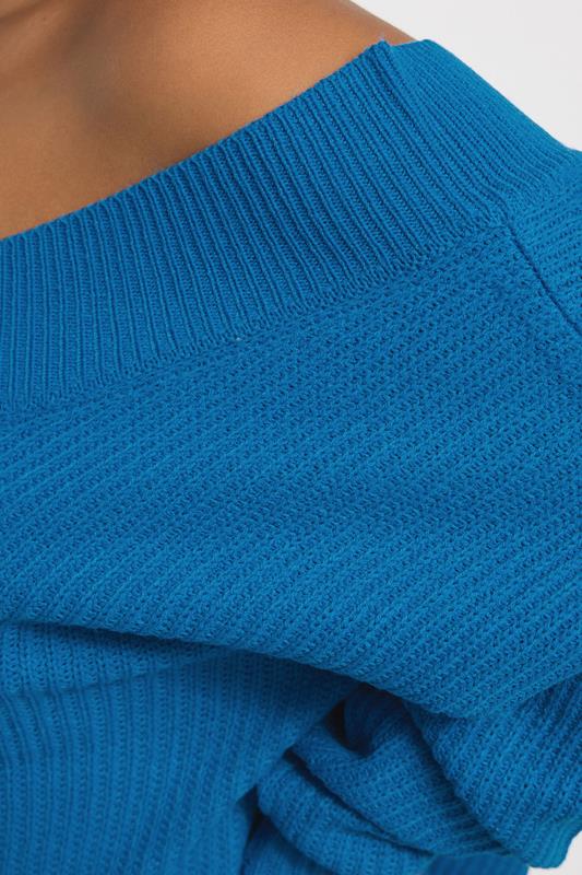 Evans YOURS Curve Blue V-Neck Knitted Jumper