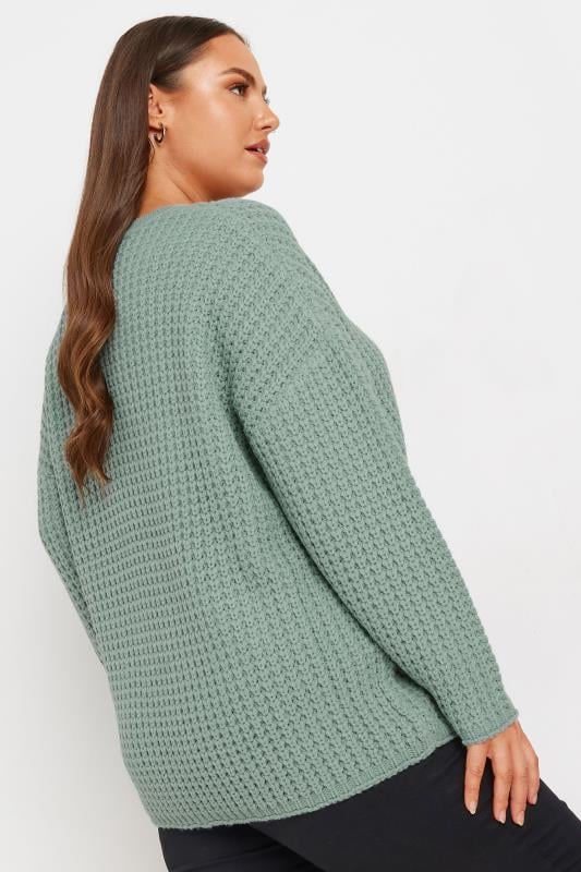 Evans YOURS Curve Blue Waffle Knit Jumper