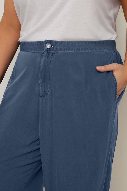Evans YOURS Curve Blue Wide Leg Chambray Trousers