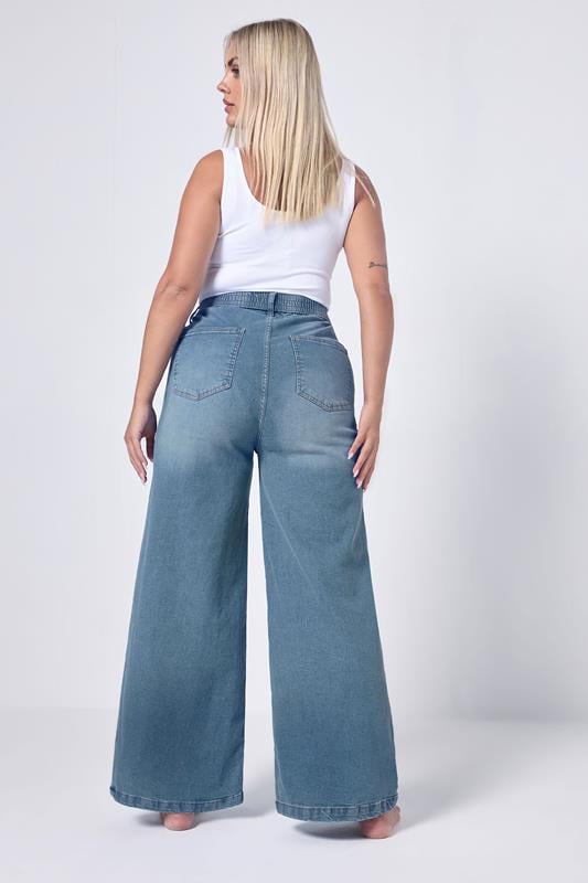 Evans YOURS Curve Blue Wide Leg Slouchy Jeans