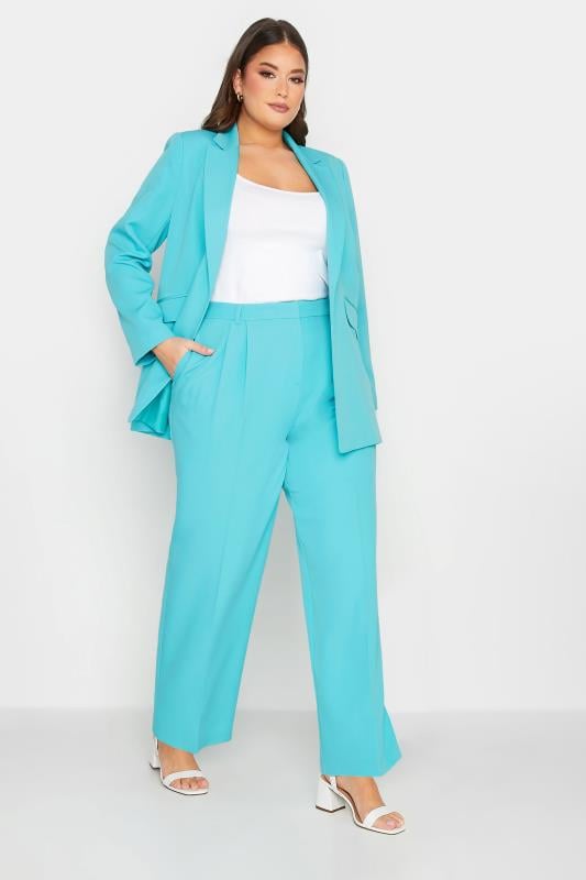Evans YOURS Curve Bright Blue Wide Leg Trousers