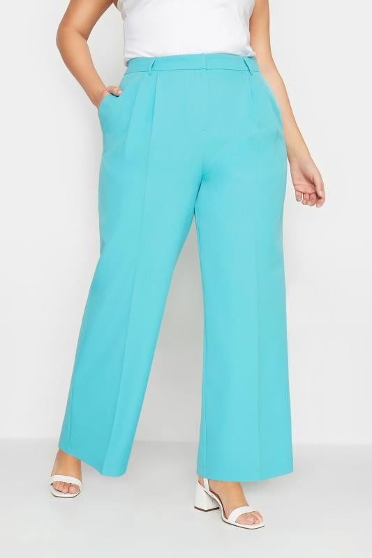 evans YOURS Curve Bright Blue Wide Leg Trousers