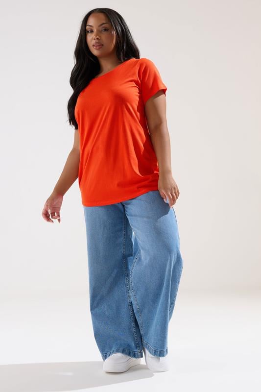 Evans YOURS Curve Bright Orange Core T-Shirt
