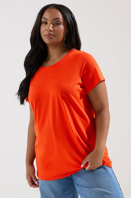 evans YOURS Curve Bright Orange Core T-Shirt