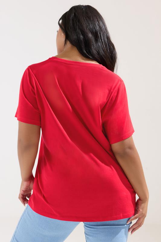 Evans YOURS Curve Bright Red Short Sleeve T-Shirt