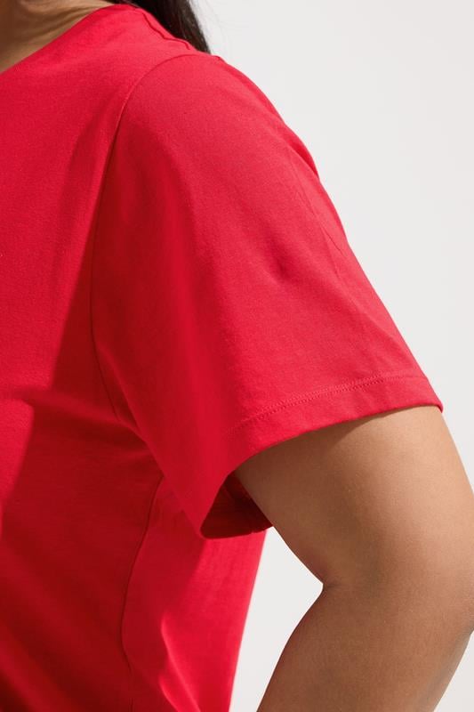 Evans YOURS Curve Bright Red Short Sleeve T-Shirt