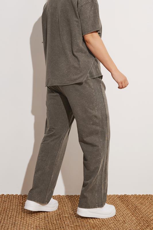 Evans YOURS Curve Brown Acid Wash Wide Leg Joggers