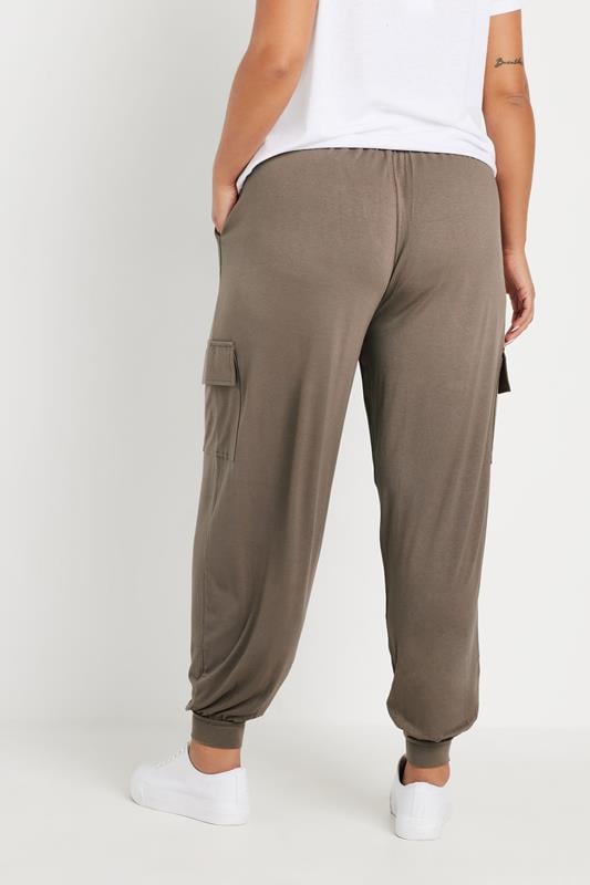 Evans YOURS Curve Brown Cargo Harem Joggers