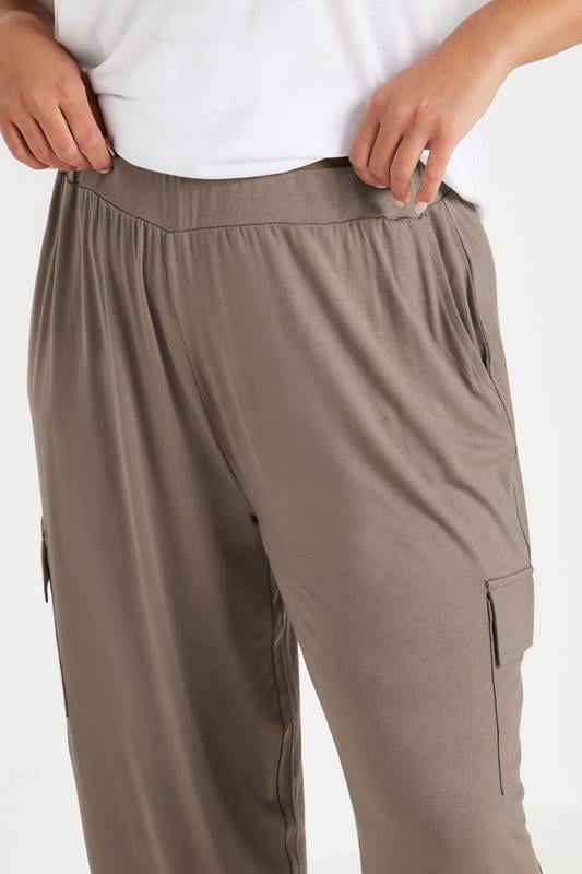 Evans YOURS Curve Brown Cargo Harem Joggers