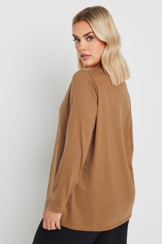 Evans YOURS Curve Brown Core Long Sleeve T-Shirt