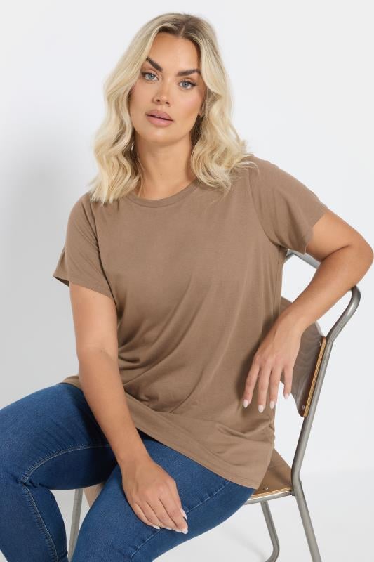 evans YOURS Curve Brown Essential T-Shirt