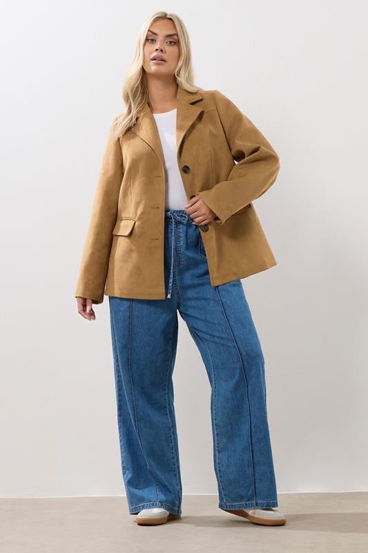 Evans YOURS Curve Brown Faux Suede Blazer