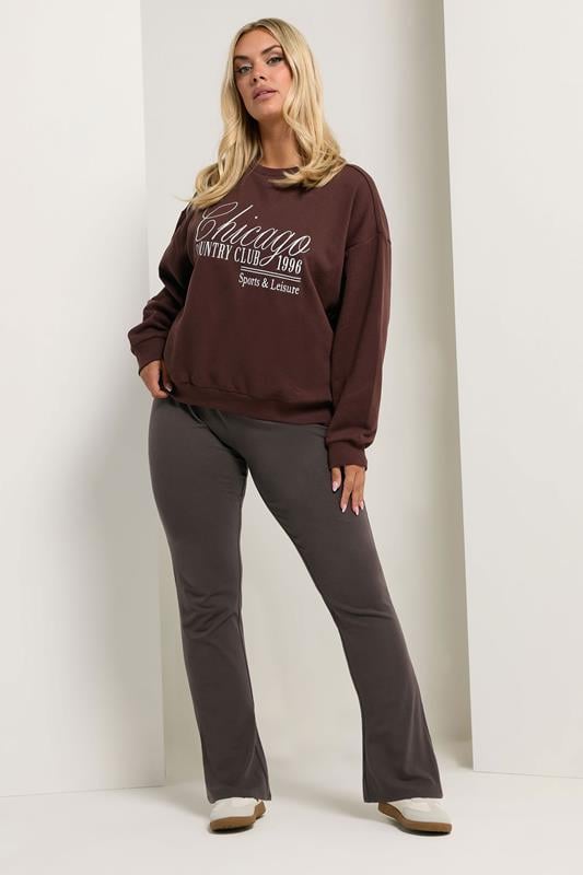 evans YOURS Curve Brown Flared Leggings