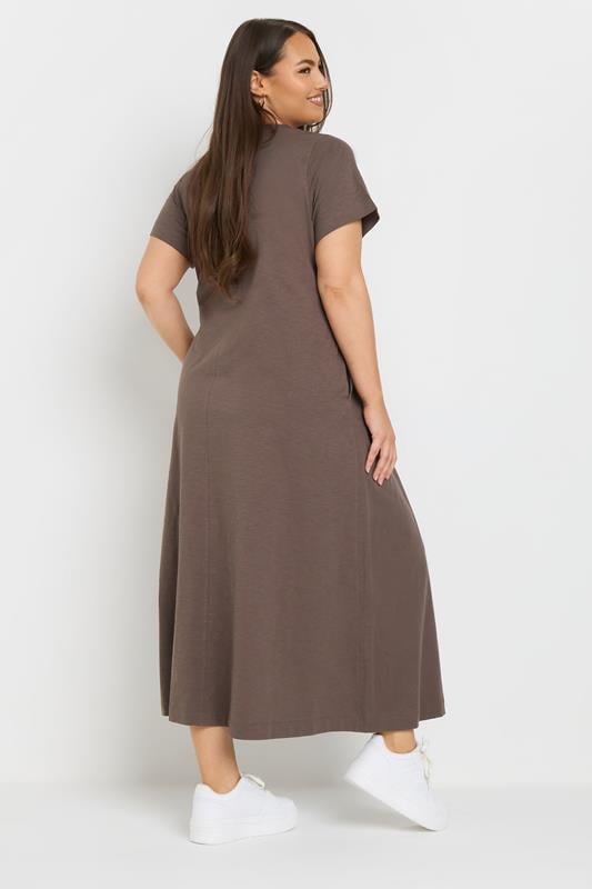 Evans YOURS Curve Brown Midaxi T-Shirt Dress