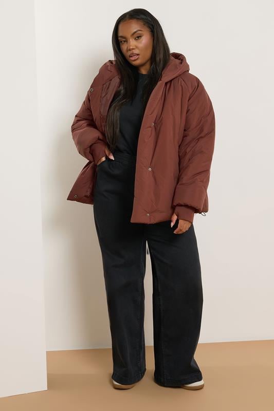 Evans YOURS Curve Brown Padded Coat