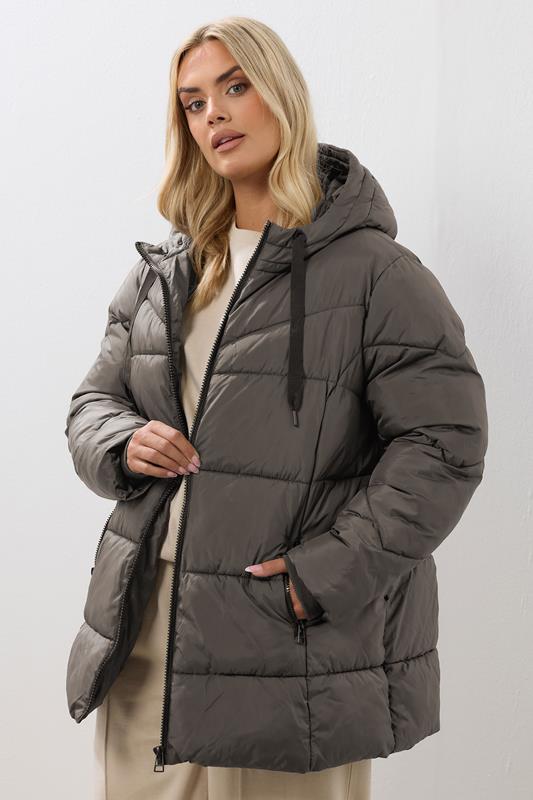 evans YOURS Curve Brown Short Padded Coat