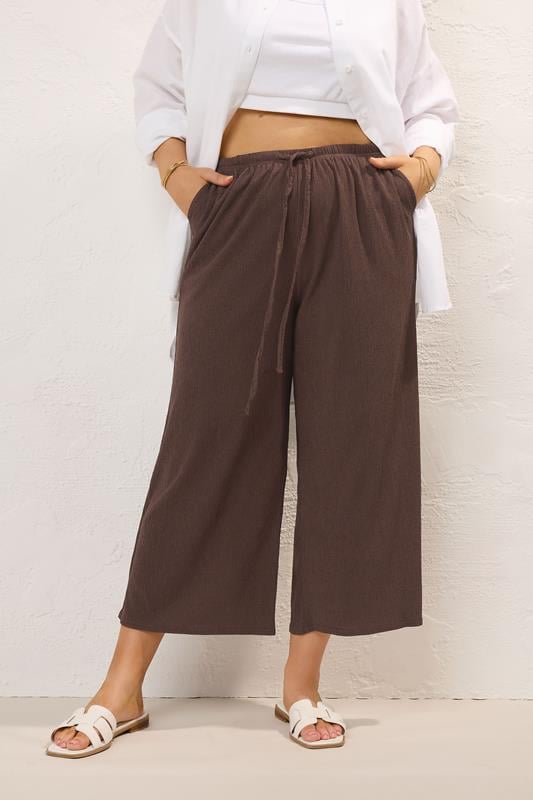 Evans YOURS Curve Brown Tie Waist Culottes