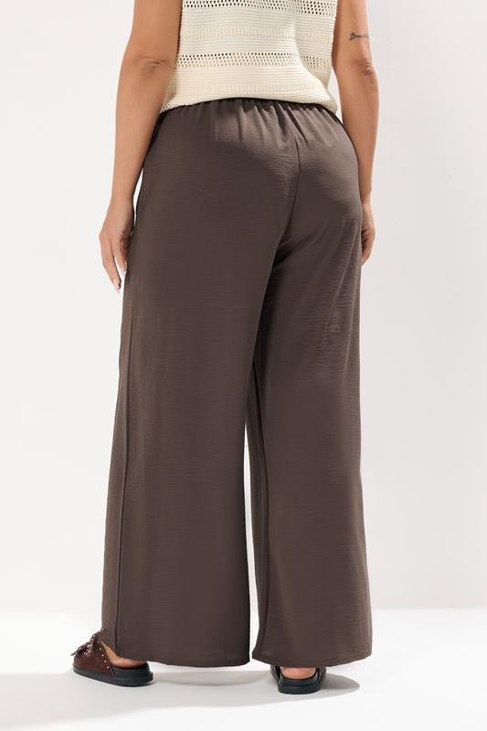 Evans YOURS Curve Brown Twill Wide Leg Trousers
