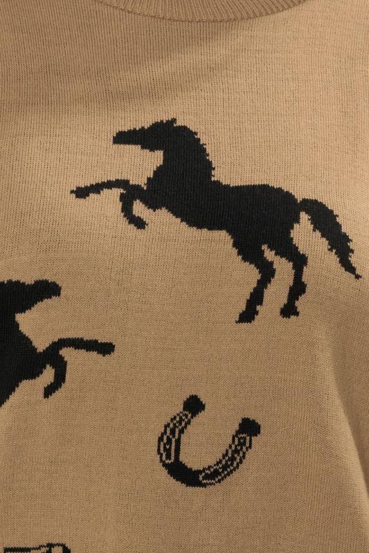 Evans YOURS Curve Brown Western Knitted Jumper