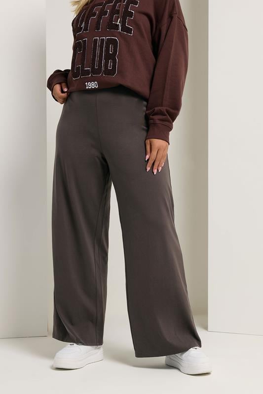 Evans YOURS Curve Brown Wide Leg Leggings