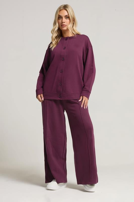 Evans YOURS Curve Burgundy Red Button Cardigan