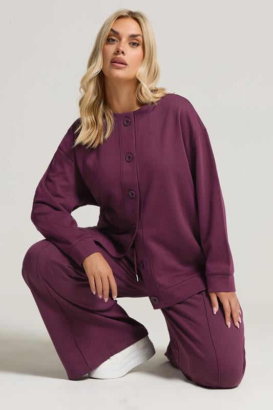 evans YOURS Curve Burgundy Red Button Cardigan