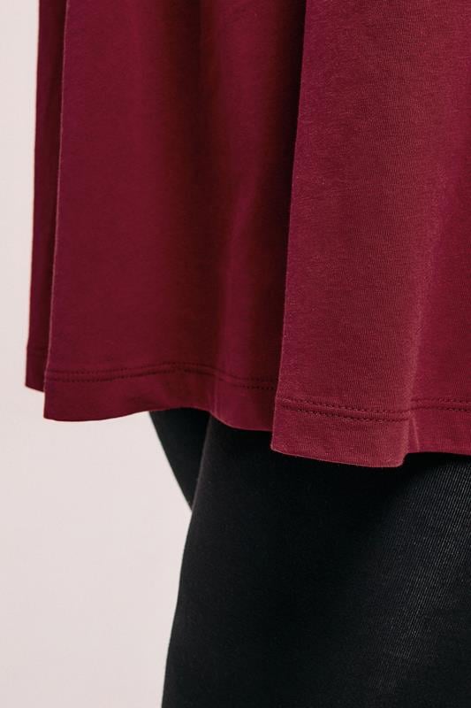 Evans YOURS Curve Burgundy Red Cotton Peplum Top