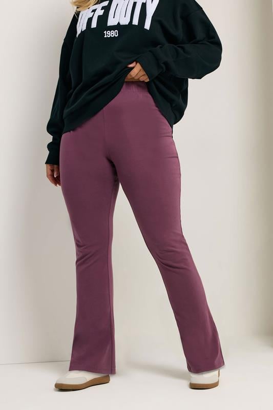 Evans YOURS Curve Burgundy Red Flared Leggings
