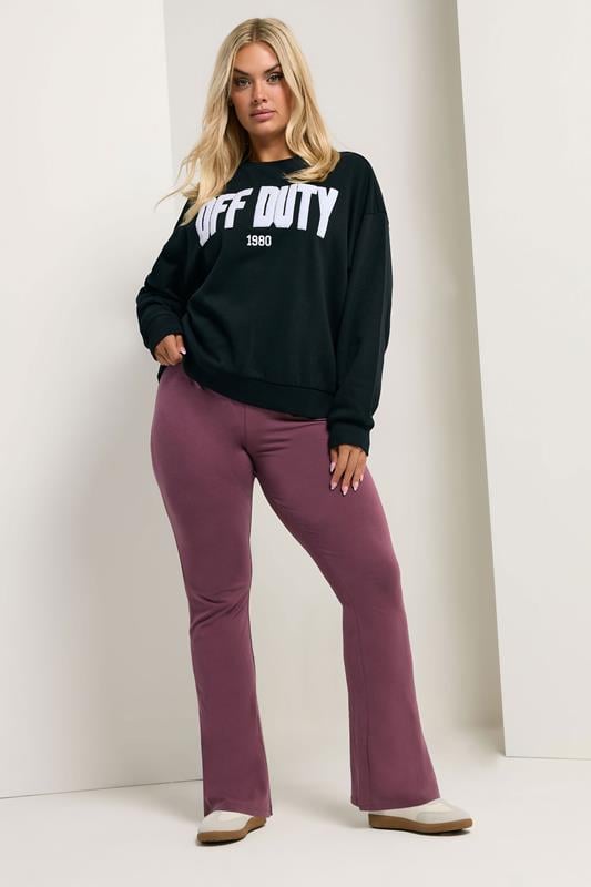 evans YOURS Curve Burgundy Red Flared Leggings