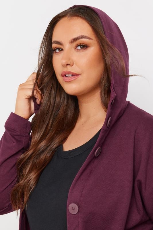 Evans YOURS Curve Burgundy Red Hooded Maxi Jacket