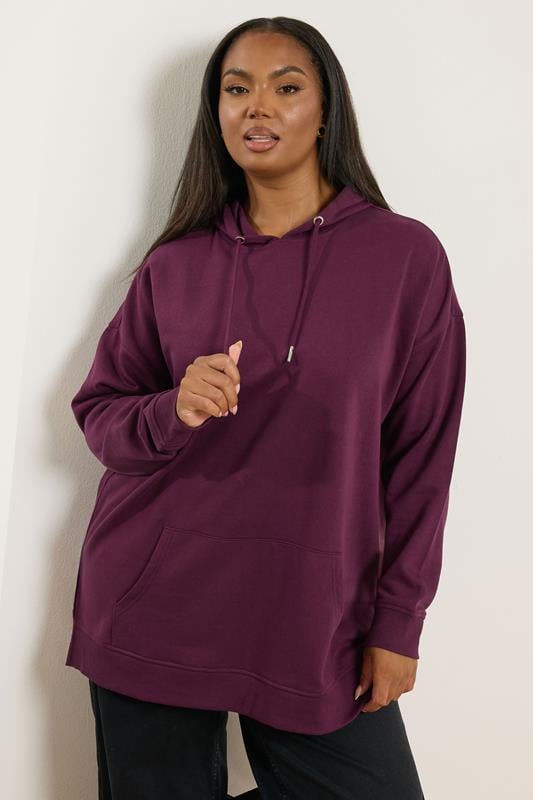 evans YOURS Curve Burgundy Red Hoodie