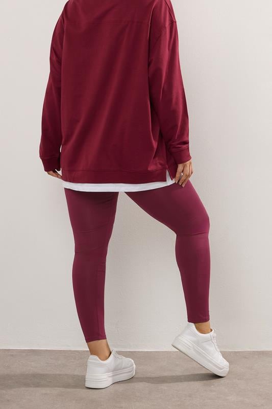 Evans YOURS Curve Burgundy Red Leggings
