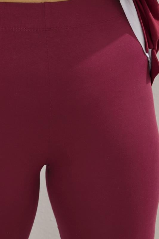 Evans YOURS Curve Burgundy Red Leggings