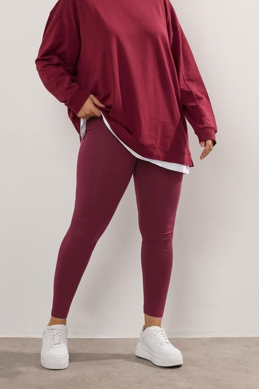 evans YOURS Curve Burgundy Red Leggings