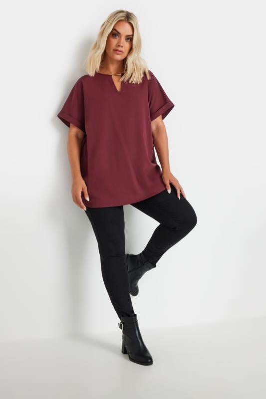 Evans YOURS Curve Burgundy Red Metal Trim Blouse