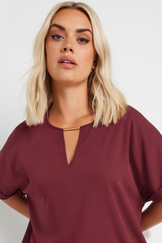 Evans YOURS Curve Burgundy Red Metal Trim Blouse