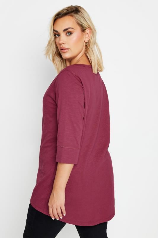 Evans YOURS Curve Burgundy Red Notch Neck Top