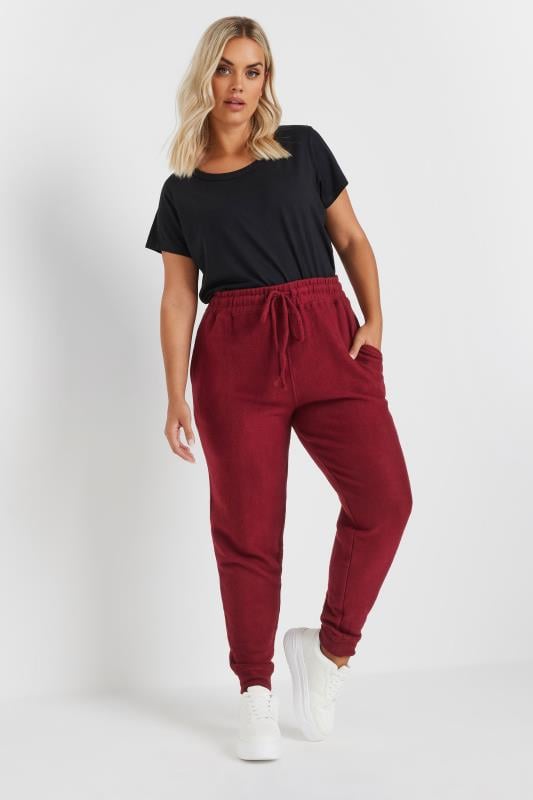 Evans YOURS Curve Burgundy Red Soft Touch Joggers