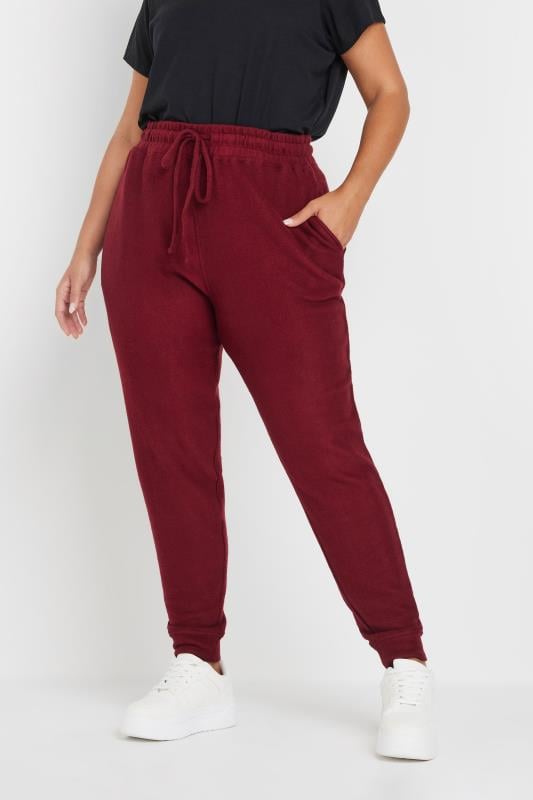 evans YOURS Curve Burgundy Red Soft Touch Joggers