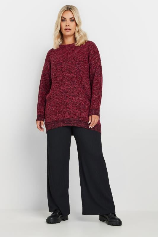 Evans YOURS Curve Burgundy Red Twist Knit Jumper