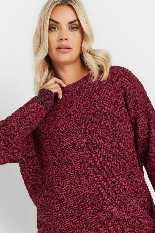 Evans YOURS Curve Burgundy Red Twist Knit Jumper