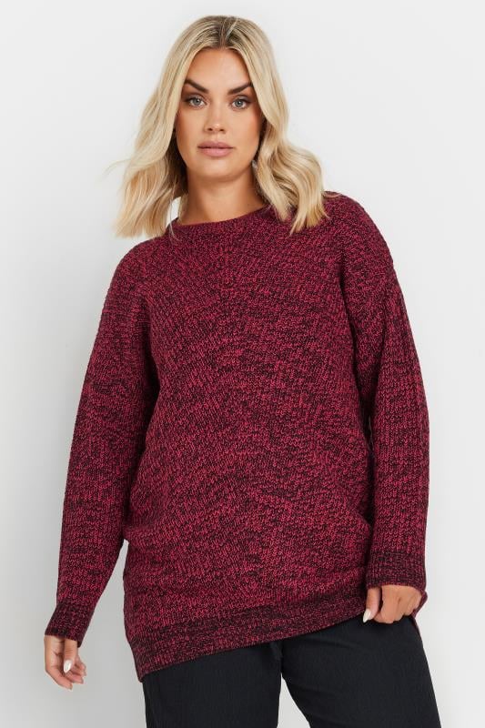 evans YOURS Curve Burgundy Red Twist Knit Jumper
