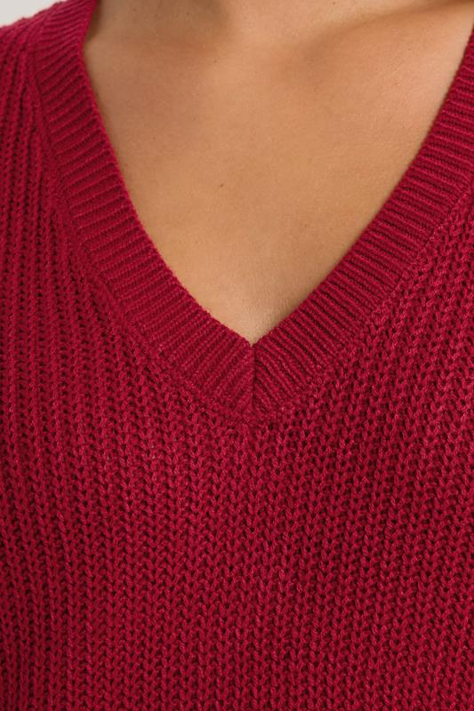 Evans YOURS Curve Burgundy Red V-Neck Jumper