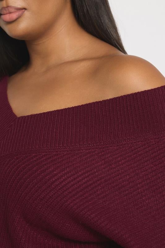 Evans YOURS Curve Burgundy Red V-Neck Knit Jumper