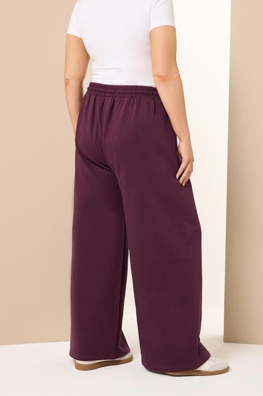 Evans YOURS Curve Burgundy Red Wide Leg Joggers
