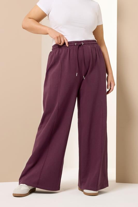 evans YOURS Curve Burgundy Red Wide Leg Joggers