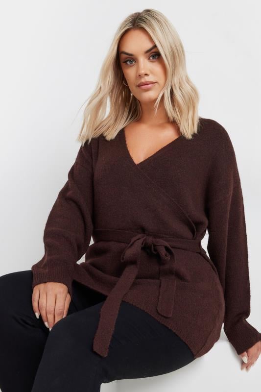 Evans YOURS Curve Burgundy Red Wrap Knit Jumper