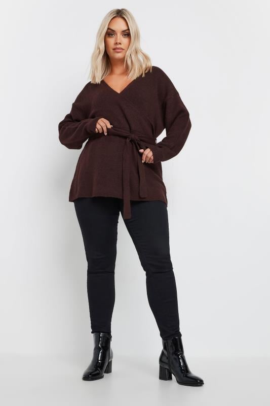 Evans YOURS Curve Burgundy Red Wrap Knit Jumper