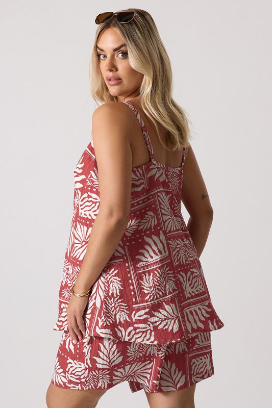 Evans YOURS Curve Burnt Orange Leaf Print Cami Top