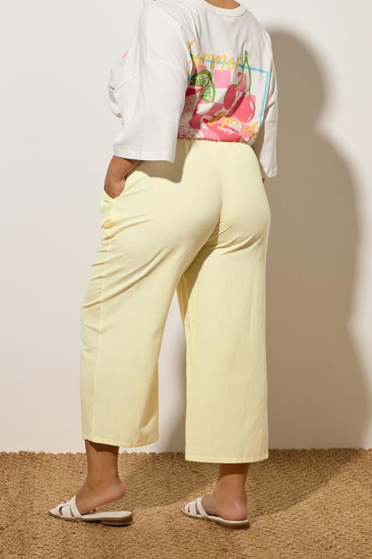 Evans YOURS Curve Butter Yellow Linen Culottes
